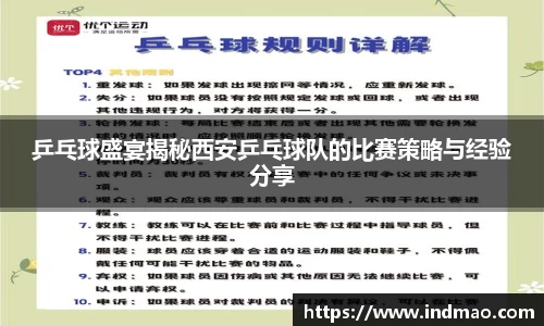 乒乓球盛宴揭秘西安乒乓球队的比赛策略与经验分享